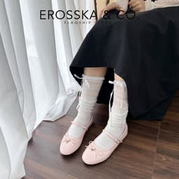[EROSSKA] - Giày mary jane nữ mũi tròn phối nơ bản nhỏ thanh lịch phong cách balletcore - EL152 4