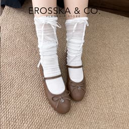 [EROSSKA] - Giày mary jane nữ mũi tròn phối nơ bản nhỏ thanh lịch phong cách balletcore - EL152 2