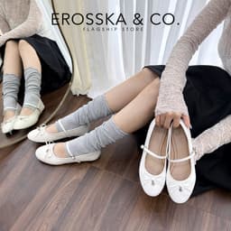 [EROSSKA] - Giày mary jane nữ mũi tròn phối nơ bản nhỏ thanh lịch phong cách balletcore - EL152 6