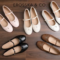 [EROSSKA] - Giày mary jane nữ mũi tròn phối nơ bản nhỏ thanh lịch phong cách balletcore - EL152 7