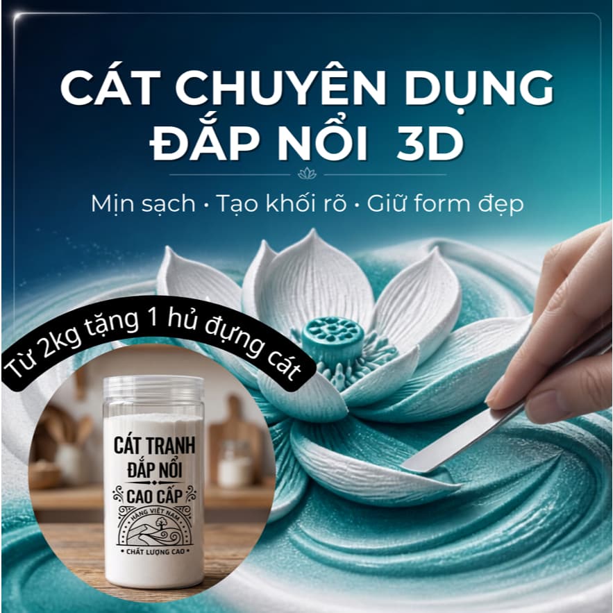 Cát Trắng Tinh Khiết Trầm Tích Thạch Anh Trộn Màu Acrylic Vẽ Tranh Đắp Nổi 3D Chuẩn Tông Hạt Mịn