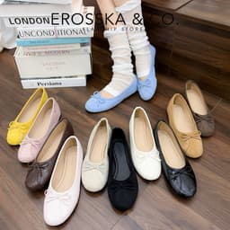 [EROSSKA] - Giày búp bê nữ mũi vuông phối nơ bản nhỏ thanh lịch phong cách balletcore dễ phối đồ - EL144 7