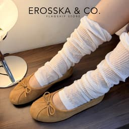 [EROSSKA] - Giày búp bê nữ mũi vuông phối nơ bản nhỏ thanh lịch phong cách balletcore dễ phối đồ - EL144 4