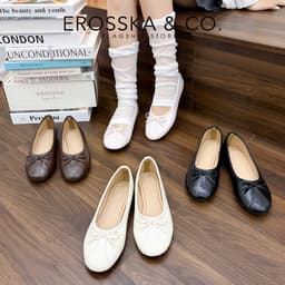 [EROSSKA] - Giày búp bê nữ mũi vuông phối nơ bản nhỏ thanh lịch phong cách balletcore dễ phối đồ - EL144 3