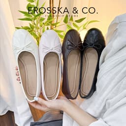 [EROSSKA] - Giày búp bê nữ mũi vuông phối nơ bản nhỏ thanh lịch phong cách balletcore dễ phối đồ - EL144 2