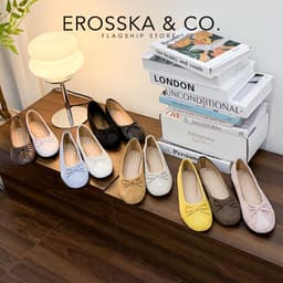 [EROSSKA] - Giày búp bê nữ mũi vuông phối nơ bản nhỏ thanh lịch phong cách balletcore dễ phối đồ - EL144 5