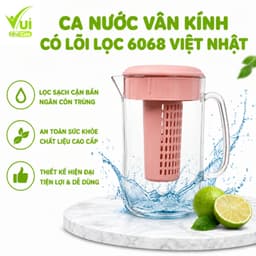 Ca Nước Nhựa Vân Kính Có Lõi Lọc Việt Nhật 6068 GD59 - Bình Đựng Nước Có Lõi Lọc Nhựa SAN PP Cao Cấp 1
