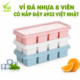 Vỉ Đá Nhựa PP 8 Viên Có Nắp Đậy An Toàn Tiện Lợi GD90 - Khay Làm Đá 8 Ngăn Nhựa PP Có Nắp Đậy 1