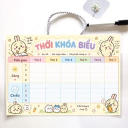 Thời Khóa Biểu Học sinh A4 ép Plastic kháng nước viết xóa dễ dàng sẵn dây treo và bút 9