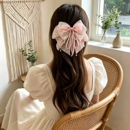 Kẹp Tóc Nơ Hoa Nhí Bản To Phong Cách Nàng Thơ, Kẹp Nửa Đầu Đính Hạt Thanh Lịch Nữ Tính 2