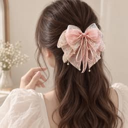 Kẹp Tóc Nơ Hoa Nhí Bản To Phong Cách Nàng Thơ, Kẹp Nửa Đầu Đính Hạt Thanh Lịch Nữ Tính 6