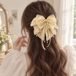 Kẹp Tóc Nơ Hoa Nhí Bản To Phong Cách Nàng Thơ, Kẹp Nửa Đầu Đính Hạt Thanh Lịch Nữ Tính 7