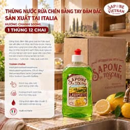 1 THÙNG 12 CHAI NƯỚC RỬA CHÉN BẰNG TAY ĐẬM ĐẶC SAPONE DI TOSCANA – HƯƠNG CHANH 500ML 2