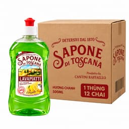 1 THÙNG 12 CHAI NƯỚC RỬA CHÉN BẰNG TAY ĐẬM ĐẶC SAPONE DI TOSCANA – HƯƠNG CHANH 500ML 1