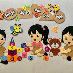 Góc Hoạt động với đồ vật - Tranh góc dán tường chất steam trang trí lớp học cho bé mầm non 2