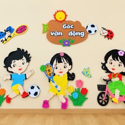 Góc vận động - Tranh góc dán tường chất steam trang trí lớp học cho bé mầm non 1
