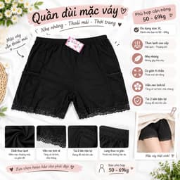 Quần mặc váy, quần đùi mặc váy cao cấp chất thun lạnh phối ren đẹp lắm 50-69kg mềm mát 5