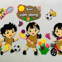 Góc vận động - Tranh góc dán tường chất steam trang trí lớp học cho bé mầm non 3