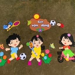 Góc vận động - Tranh góc dán tường chất steam trang trí lớp học cho bé mầm non 2