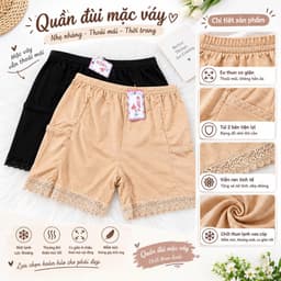 Quần mặc váy, quần đùi mặc váy cao cấp chất thun lạnh phối ren đẹp lắm 50-69kg mềm mát 1