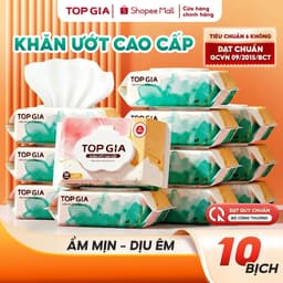 [TOP BÁN CHẠY] Khăn ướt cao cấp Topgia 80 tờ mềm mại, không cồn, không parabens dành cho mẹ và bé 1
