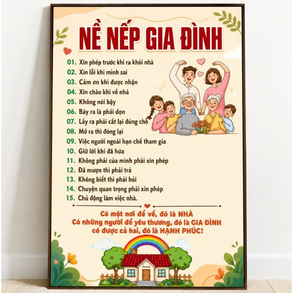 Tranh Treo Tường "Nề Nếp Gia Đình" - Có Khung