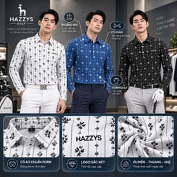Áo Polo Golf Nam Dài Tay HAZZYS Họa Tiết Hoa Cao Cấp Thoáng Khí Co Giãn Tốt Form Golf Lịch Lãm 2