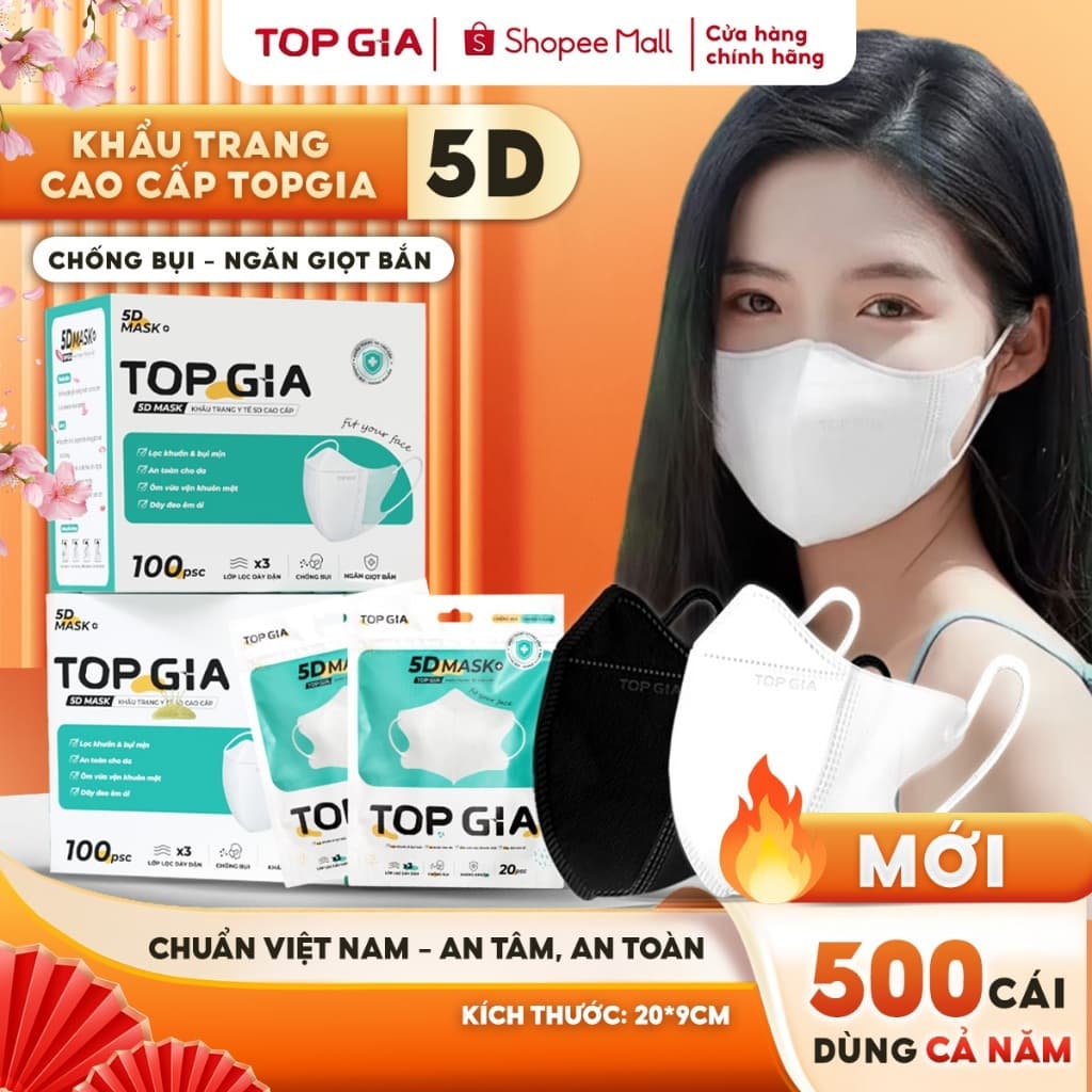 [SIÊU TIẾT KIỆM ] Thùng 500/300 khẩu trang 5D Top Gia an toàn, 3 lớp kháng khuẩn, chống nắng, chống bụi