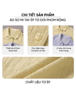 Áo sơ mi nữ CARDINA chất liệu tơ ép dài tay cổ đức phom rộng 6ASD01 3