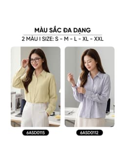 Áo sơ mi nữ CARDINA chất liệu tơ ép dài tay cổ đức phom rộng 6ASD01 4