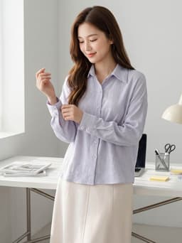 Áo sơ mi nữ CARDINA chất liệu tơ ép dài tay cổ đức phom rộng 6ASD01 6
