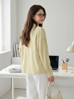 Áo sơ mi nữ CARDINA chất liệu tơ ép dài tay cổ đức phom rộng 6ASD01 9