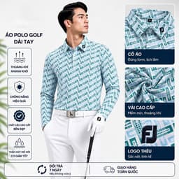 Áo Polo Golf Nam Dài Tay FJ Họa Tiết Hoa Cao Cấp Thoáng Khí Co Giãn Tốt Form Golf Lịch Lãm 7