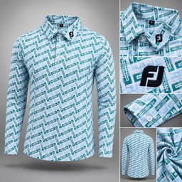 Áo Polo Golf Nam Dài Tay FJ Họa Tiết Hoa Cao Cấp Thoáng Khí Co Giãn Tốt Form Golf Lịch Lãm 4