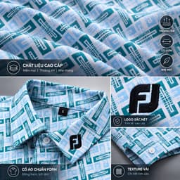 Áo Polo Golf Nam Dài Tay FJ Họa Tiết Hoa Cao Cấp Thoáng Khí Co Giãn Tốt Form Golf Lịch Lãm 5