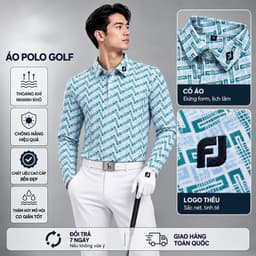 Áo Polo Golf Nam Dài Tay FJ Họa Tiết Hoa Cao Cấp Thoáng Khí Co Giãn Tốt Form Golf Lịch Lãm 1