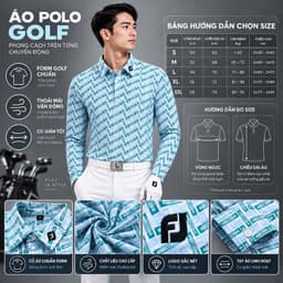 Áo Polo Golf Nam Dài Tay FJ Họa Tiết Hoa Cao Cấp Thoáng Khí Co Giãn Tốt Form Golf Lịch Lãm 8