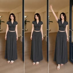 MẬP STYLE (47-90 KG) SET NARI XÁM, CHẤT COTTON RIP XỊN CO GIÃN, FORM NHÚN 2 BÊN, THANH LỊCH 7