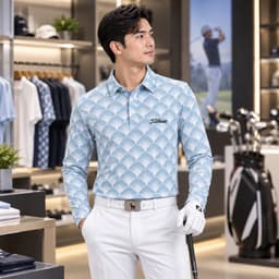 Áo Polo Golf Nam Dài Tay Titleist Họa Tiết Hoa Cao Cấp Thoáng Khí Co Giãn Tốt Form Golf Lịch Lãm 4