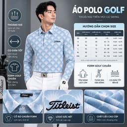 Áo Polo Golf Nam Dài Tay Titleist Họa Tiết Hoa Cao Cấp Thoáng Khí Co Giãn Tốt Form Golf Lịch Lãm 7