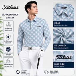 Áo Polo Golf Nam Dài Tay Titleist Họa Tiết Hoa Cao Cấp Thoáng Khí Co Giãn Tốt Form Golf Lịch Lãm 1