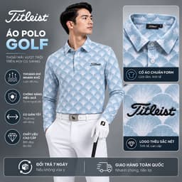 Áo Polo Golf Nam Dài Tay Titleist Họa Tiết Hoa Cao Cấp Thoáng Khí Co Giãn Tốt Form Golf Lịch Lãm 2