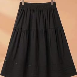 MẬP STYLE (47-90 KG) CHÂN VÁY MÂY ĐEN, CHẤT TƠ NHĂN, LƯNG THUN, LƯNG CAO, FORM MAY TẦNG DỄ MẶC 1