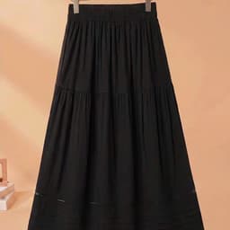 MẬP STYLE (47-90 KG) CHÂN VÁY MÂY ĐEN, CHẤT TƠ NHĂN, LƯNG THUN, LƯNG CAO, FORM MAY TẦNG DỄ MẶC 8