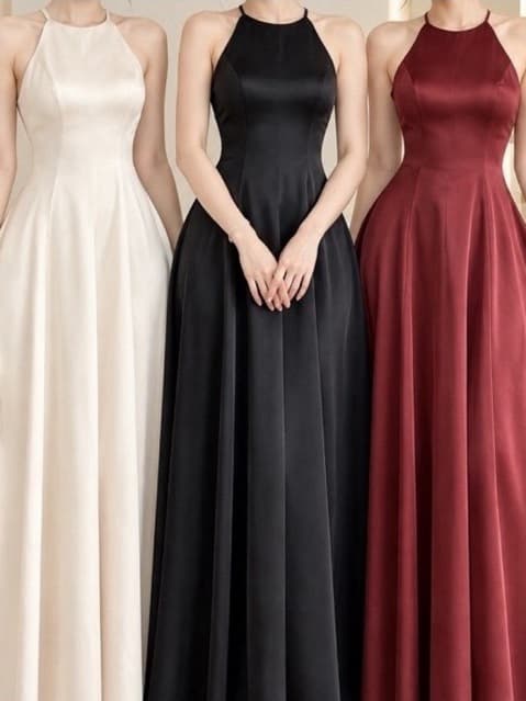 VÁY MAXI LỤA CỔ YẾM XOÈ