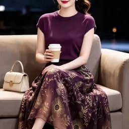 (47-90 KG) CHÂN VÁY TÍM VIOLET, CHẤT LỤA IN MAY 2 LỚP, LƯNG THUN LƯNG CAO, FORM BỒNG VÀ XÒE DỄ MẶC 6