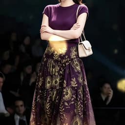 (47-90 KG) CHÂN VÁY TÍM VIOLET, CHẤT LỤA IN MAY 2 LỚP, LƯNG THUN LƯNG CAO, FORM BỒNG VÀ XÒE DỄ MẶC 5