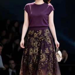 (47-90 KG) CHÂN VÁY TÍM VIOLET, CHẤT LỤA IN MAY 2 LỚP, LƯNG THUN LƯNG CAO, FORM BỒNG VÀ XÒE DỄ MẶC 1