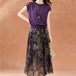 (47-90 KG) CHÂN VÁY TÍM VIOLET, CHẤT LỤA IN MAY 2 LỚP, LƯNG THUN LƯNG CAO, FORM BỒNG VÀ XÒE DỄ MẶC 8