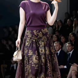 (47-90 KG) CHÂN VÁY TÍM VIOLET, CHẤT LỤA IN MAY 2 LỚP, LƯNG THUN LƯNG CAO, FORM BỒNG VÀ XÒE DỄ MẶC 4